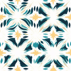Seamless pattern : Floral Mandala with Cool Tones
