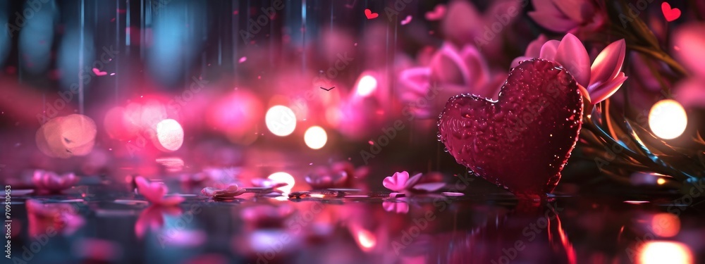 Poster heart-shaped object on table generative ai