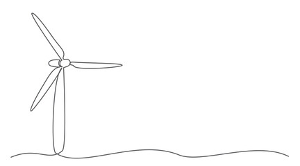 Wind turbine One line drawing isolated on white background © ihorzigor
