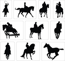 Horse riders silhouettes. Vector illustration