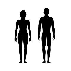 Front silhouettes of man woman vector