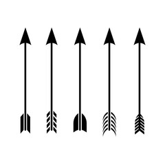 Black bow arrow icons set vector - obrazy, fototapety, plakaty