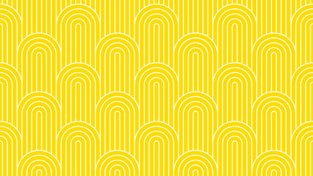 Yellow summer background pattern line stripe circle wave zigzag seamless abstract vector design. Summer Background.