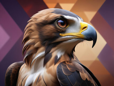 Booted Eagle Portrait - Abstract Cubism with Dynamic Angles and Bold Color Contrasts Gen AI
