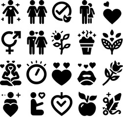 Couple icons set, valentine's day vector symbol collection.