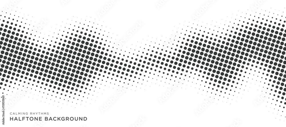 Poster calming rhythms halftone background abstract waves vector design in black color