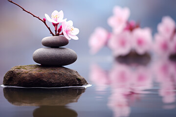 Obraz na płótnie Canvas Zen meditation landscape with a Japan spring look