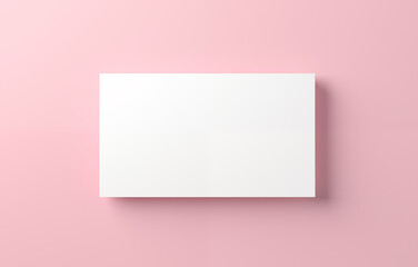 Top view of horizontal business card mockup isolated on pink background, Generative AI