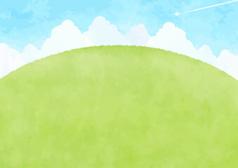 シンプルな丘と青空の風景イラスト