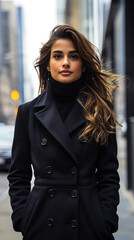 Obraz premium Portrait of a young woman in a cityscape