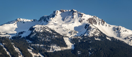 Whistler mountain peak panorama in the Spring