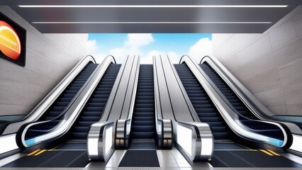 Obraz premium escalator in a shopping center. automatic escalator in the subway