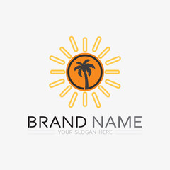 Palm tree summer logo template