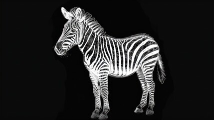 Fototapeta na wymiar a zebra standing in the dark with its head turned to the side and it's head turned to the side.