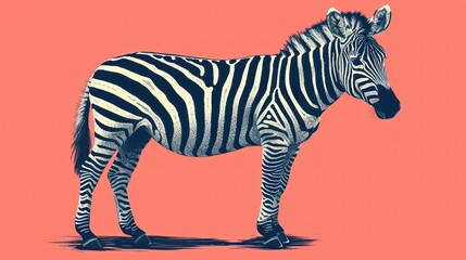 Fototapeta na wymiar a black and white zebra standing in front of a pink background with a pink background and a black and white zebra standing in front of a pink background.