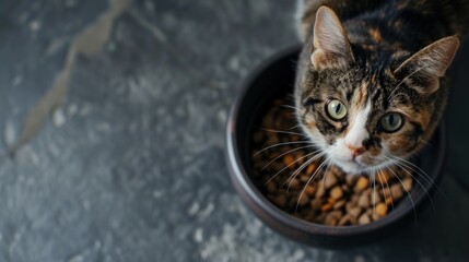  a cat sitting in a bowl of food looking up at the camera with a curious look on it's face.