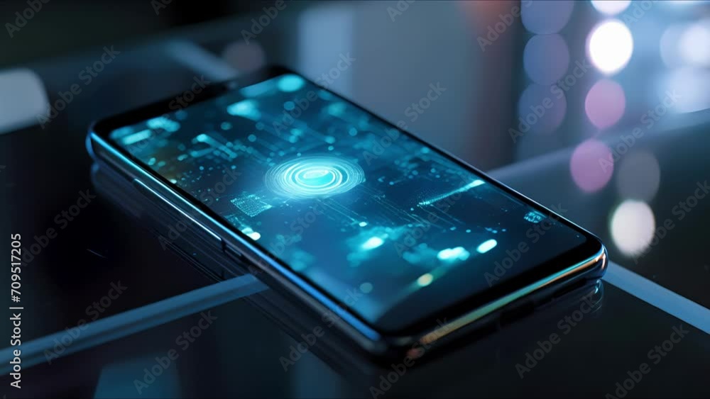 Poster closeup of a sleek and compact diagnostic device attached to a smartphone, utilizing ai technology f