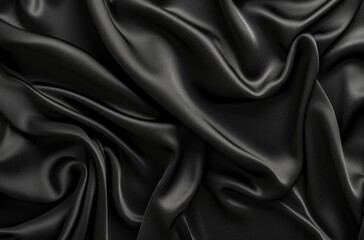 Exquisite Black Silk Fabric Texture – Elegant Satin Material Background