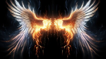 background for writing in the form of lightning with angel wings, for t-shirts, Generate AI.