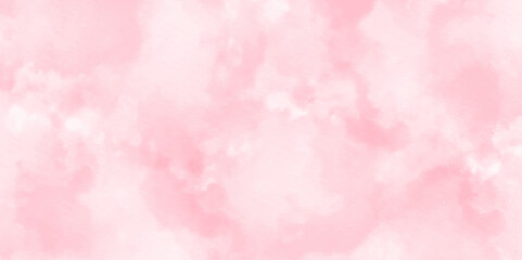 abstract pink and sky watercolor background. summer winter day and pattern clouds backdrop pink color bright wallpaper.
