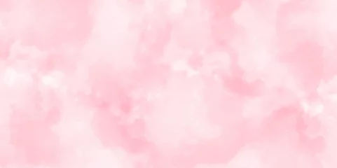 Tuinposter abstract pink and sky watercolor background. summer winter day and pattern clouds backdrop pink color bright wallpaper.  © MdLothfor