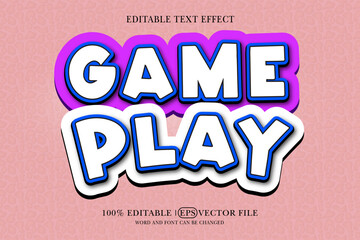Game Play 3D Cartoon Template Style Premium Vector with Editable Text Effect