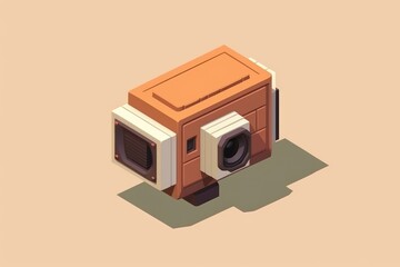 Fototapeta premium Colorful 3D cartoon camera isometric