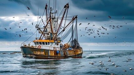 fishing boat unloading its catch of the day