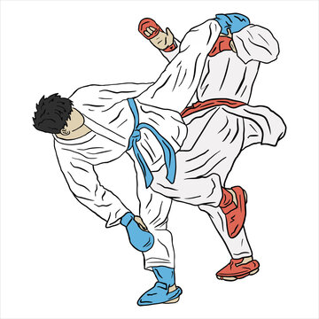 karate illustrtion sparring vector kumite