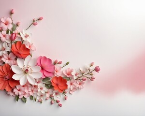 Banner, postcard: spring blooming branch and copy space for text. Valentine's Day, Mother's Day, Women's Day.