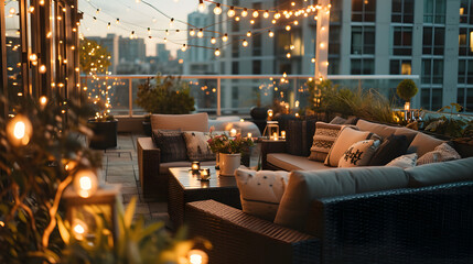 Urban Rooftop Party Elegance, generative ai
