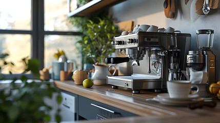 Chic Coffee Corner, Modern Kitchen Elegance, generative ai