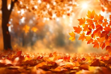 Naklejka na ściany i meble Branch of bright autumn maple foliage