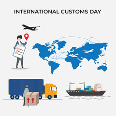 International Customs Day poster, Banner, sign, symbol, icon, or logo design.