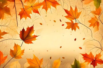 Naklejka na ściany i meble Branch of bright autumn maple foliage