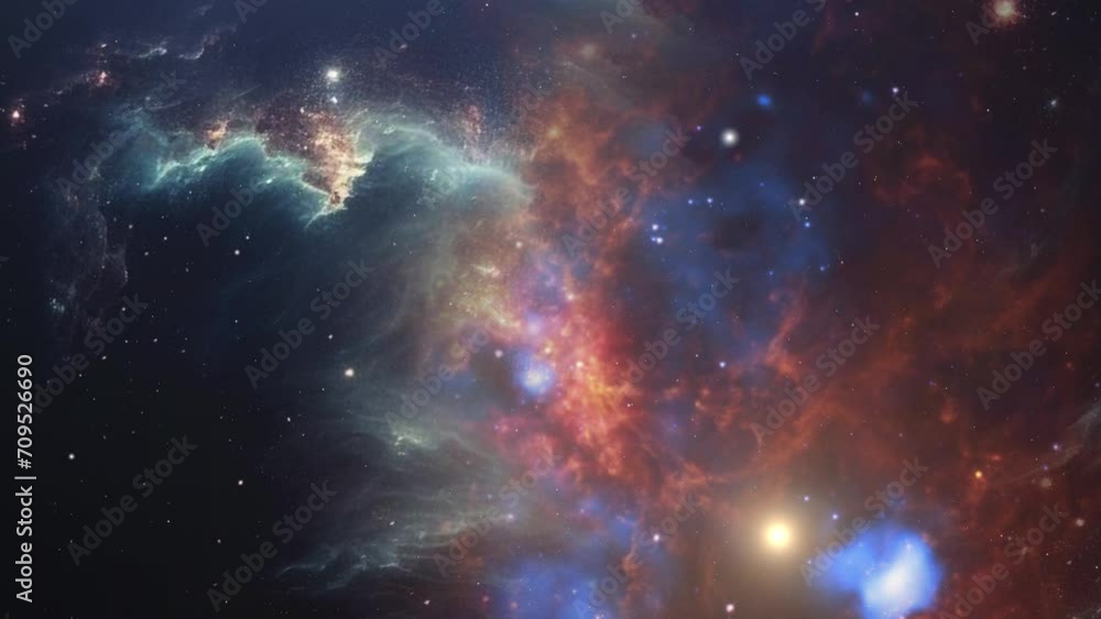 Poster nebula exploration on deep space.