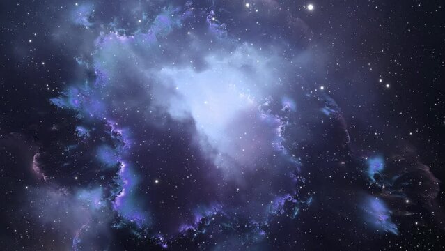 clouds of nebulae and stars moving in space 4k