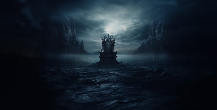 scary halloween background, empty dark throne