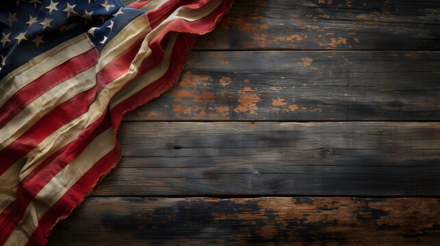 american flag on wooden background, independence day celebration 