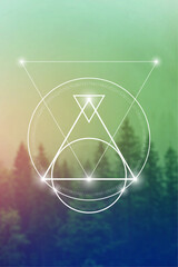 Scientific background. Cyber space, machine learning, artificial intelligence, neural network concepts with triangles and particles. Math in nature.