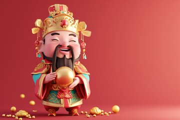 God of wealth ,3d ,Chinese New Year Festival,Chinese text translation gold and wealth