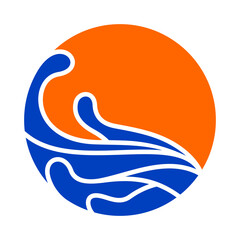 Ocean Sun Vector Logo Design Template