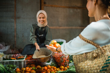 customer hand shopping fresh vegetable from farmer market