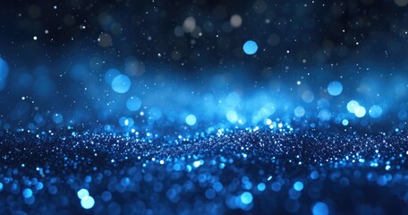 blue glitter with light effects and bokeh effect - obrazy, fototapety, plakaty