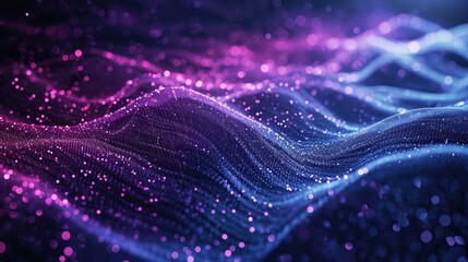 purple and blue particles as sound wave, abstract background