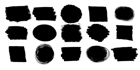 Set jagged shapes torn paper border, frame sharp silhouette, brush isolated on white background. Grunge sticker, stump.