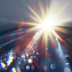 Fototapeta na wymiar 光の屈折と反射の太陽光のフレア背景, Generative AI