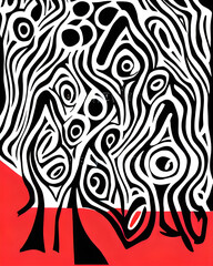 Abstract art poster. Mid-century decor Matisse-inspired, contemporary female silhouette shape. Vector illustration	
