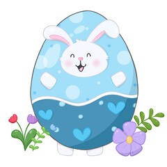 Cartoon rabbit wearing an easter egg costume