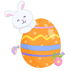 Cartoon easter bunny with easter egg